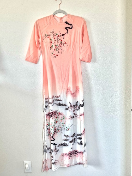unbranded Dresses & Skirts - Ao Dai Vietnamese Dress Tunic Cherry Blossom Ombre Peach XS